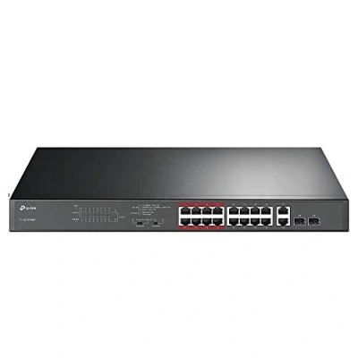 Imagen de TP Link TL SL1218MP de 16 Puertos PoE + 10/100 Mbps 2 Gigabit Ethernet no administrado Interruptor con Ranuras Combo SFP (16 RJ45
