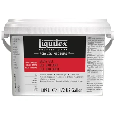Imagen de Liquitex 5340 Professional Gloss Gel Medium para pinturas acrílicas, aumenta el brillo y la transparencia del color acrílico botella de 1,89 litros, transparente