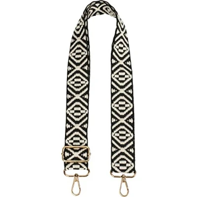 Imagen de styleBREAKER Bolsillos Correa de Hombro con patrón Azteca, Bolso Intercambiable mosquetón, Ajustable, Unisex 02013015, Color:Negro Blanco