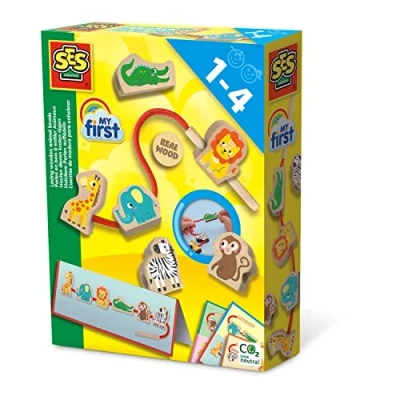 Imagen de SES Creative My First Cordones de Cuentas Animales Madera, Multicolor (14487)