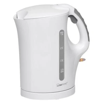 Imagen de Clatronic WK 3462 Hervidor de agua eléctrico compacto con apagado automático, inalámbrico, filtro cal extraible, 900 W, 1000 milliliters, Plástico, Blanco