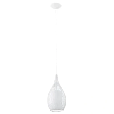 Imagen de Eglo lámpara colgante Razoni, de techo 1 foco, MateriaL acero, CristaL satinado, color blanco, portalámparas E27