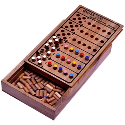 Imagen de LOGOPLAY Buscador de códigos Master Code Inteligencia Genial Juego Estrategia Pensar lógica Mesa Madera para 2 Jugadores Marrón