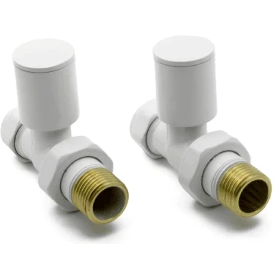 Imagen de Radiadores de válvula UKDD® para toalleros adecuados la instalación su sistema calefacción central minimalista diseño calefactor (riel boca recto válvulas blancas (par))