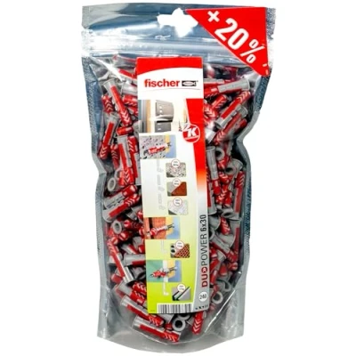 Imagen de fischer Bigpack DuoPower Tacos para aire acondicionado, pared, universales, hormigón, Grigio rosso, 6x30 mm 240 pz