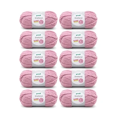Imagen de Gründl Paquete de 10 ovillos 100 g Shetland Wool (Hilo Moda y Suave para Tejer Compuesto 170 m, tamaño Aguja: 7 8, x g), Rose Melange, 80% poliacrílico, 20% Lana, One Size, 1000