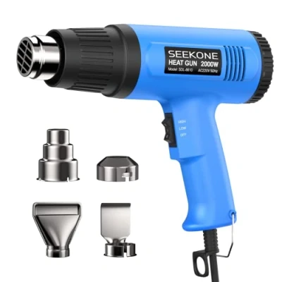 Imagen de SEEKONE Pistola de Calor 2000W, Modo 2 Temperaturas 300℃/600 ℃ Calentamiento Rápido Aire Caliente, para Soldar, Secar y Encoger PVC