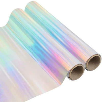 Imagen de BELLE VOUS Papel Holografico Rollo Vinilo Autoadhesivo (Pack de 2) 1,5 m x 30 cm Ópalo Permanente Arcoíris para Manualidades, Carteles, Álbum Recorte, Silhouette Cameo, Calcomanía