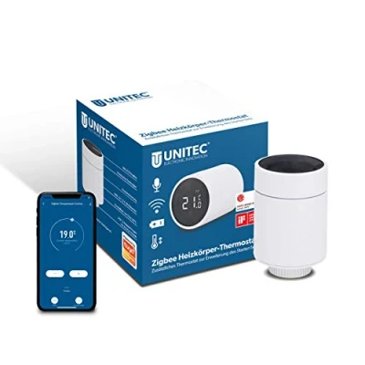 Imagen de UNITEC Extensión inteligente para termostato de radiador con pantalla LCD, compatible Amazon Alexa y Hey Google,30946
