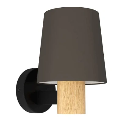 Imagen de EGLO Aplique Edale pantalla cappuccino detalles madera