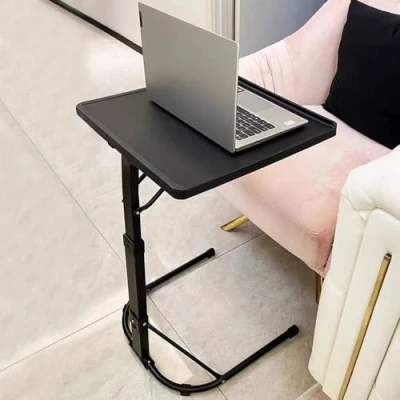 Imagen de HUOLE Mesa Auxiliar Plegable con altura Ajustable, en Forma de C Ajustable 43 * 69cm (Negro)