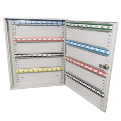 Imagen de LEOMAR Armario para Llaves, Caja con 80 Ganchos, de Chapa Acero, Tiras Ganchos Ajustables, Montaje en Pared, Cerradura, Material Montaje, 6 x 35 42 cm