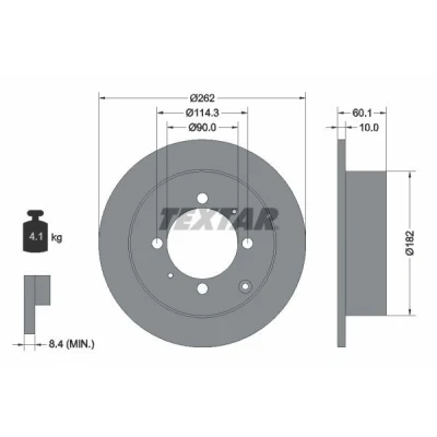 Imagen de TEXTAR 92104000 Disco de freno 262 10 04/07 114,3 macizo sin perno sujeción rueda, buje rueda MITSUBISHI: Lancer 7 Limousine, FTO