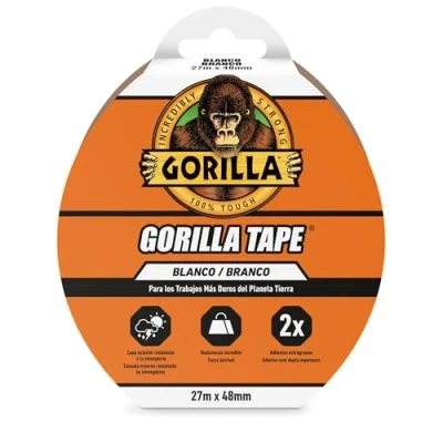 Imagen de Gorilla Tape Cinta Americana 27M x 48mm Blanca Agarre Extrafuerte en Superficies Rugosas e Irregulares Multiusos y Resistente al Agua