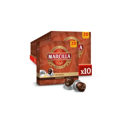 Imagen de Marcilla Cápsulas de Café Intenso Intensidad 10 200 Compatibles Nespresso (R)* Amazon Exclusive