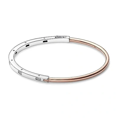 Imagen de Pandora Signature Mujeres Brazalete Baño de oro rosa 14 quilates 582740C01 1