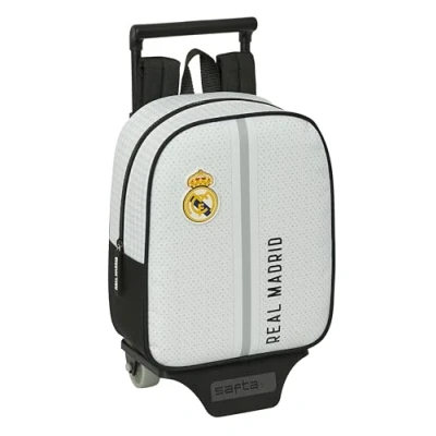 Imagen de Safta REAL MADRID 1ª EQUIPACIÓN 24/25 Mochila Guardería con Carro, Ideal para Niños de Diferentes Edades, Cómoda y Versátil, Calidad Resistencia, 22x10x27 cm, Color Blanco/gris