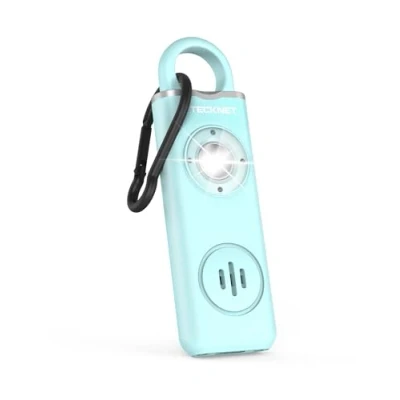 Imagen de TECKNET Alarma Personal de Emergencia, 130dB Mujer con Luz Estroboscópica, Recargable, Llavero Seguridad para Ancianos/Mujeres/Niños/Alarmas Autodefensa