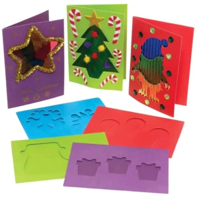 Imagen de Baker Ross FE946 Tarjetas de Felicitación Navideñas con Apertura Paquete 15, Espacios en Blanco para Hacer Tarjetas, haz tus Propias
