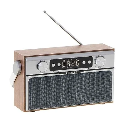 Imagen de Camry CR1183 Radio Bluetooth, Diseño Retro, Sintonizador FM, 2 Altavoces 8 W, Memoria 50 Emisoras, Reproducción MP3, Puerto USB y Tarjeta SD, Inalámbrica, Portátil, Pantalla LCD, Madera/Acero