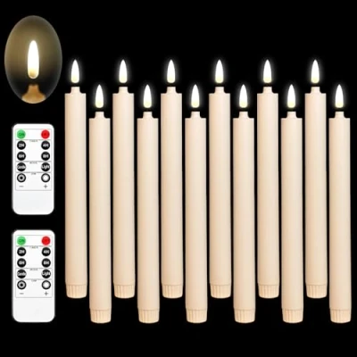 Imagen de Da by velas LED, de ventana con vela batería 3D, parpadeantes sin llama LED altura función temporizador/velas remotas (luz blanca cálida) juego 12
