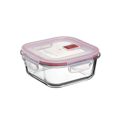 Imagen de Tatay Fiambrebra de Alimentos, Vidrio, Hermética, 0.8L Capacidad, Tapa Clip, Libre BPA, Apto Microondas, Horno, Congelador y Lavavajillas, Color Rojo. Medidas 16.4 x 6.9 cm