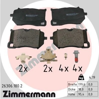 Imagen de ZIMMERMANN 26306.180.2 Juego de pastillas freno con tornillos placa deslizante, Foto correspondiente a la entrega VOLVO: XC60 II