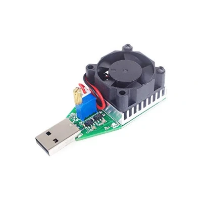 Imagen de ANGEEK Probador de circuito eléctrico 15 W, módulo carga USB ajustable 0,15 a 3 corriente constante CC 3,7 13 V con ventilador, luz indicadora inteligente para pruebas descarga