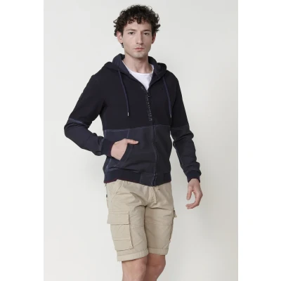 Imagen de Chaqueta sudadera con Cuello capucha y Cierre delantero cremallera de color Navy para Hombre