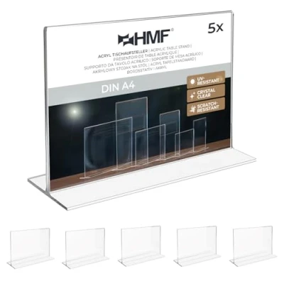 Imagen de HMF 46925 Soporte de Sobremesa recto Acrílico 5 Piezas DIN A4 Apaisado Transparente