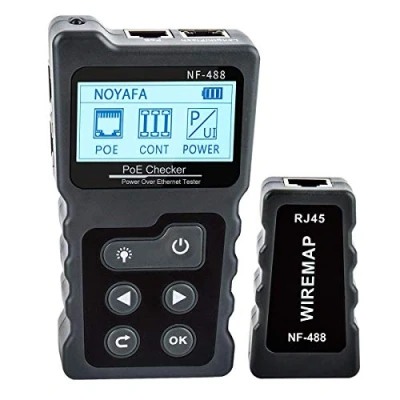 Imagen de PoE Power over Ethernet Tester Probador de voltaje y corriente POE, comprobación continuidad del cable red, alimentación DC &amp; Switch Loop Back Test Detector