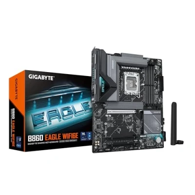 Imagen de GIGABYTE B860 Eagle WIFI6E Placa Base CPUs Intel Core Ultra, VRM de 12+1+2+1 Fases, hasta 9066MHz DDR5, 1xPCIe 5.0 + 2xPCIe 4.0 M.2, LAN 2,5 GbE, WiFi 6E, USB 3.2 Gen 2x2