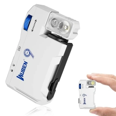 Imagen de WUBEN G5 linterna LED Recargable, Lampara de mano 400 Lumens RGB Lamparas Recargables Portatiles, USB Potente Mini EDC Linterna, IP68 Impermeable 6 Modos Emergencia Camping (Blanco)
