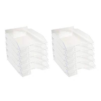 Imagen de Exacompta 12323D juego de 10 bandejas carpetas fundas ECOTRAY dimensiones 34,5 x 25,5 6,5 cm para documentos formato A4+ color cristal