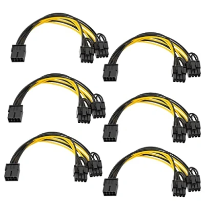 Imagen de WANGCL PCIe Splitter Grafikkarte cable de 8 pines a dual (6 + 2) tarjeta gráfica PCI Express fuente alimentación GPU VGA minería video convertidor piezas)