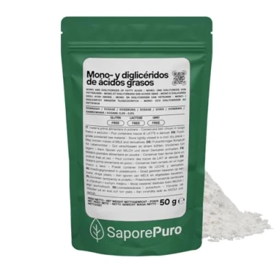 Imagen de Saporepuro Mono y diglicéridos de ácidos grasos 50 gr Ideal para helados, sorbetes productos horneados Emulsionante E471