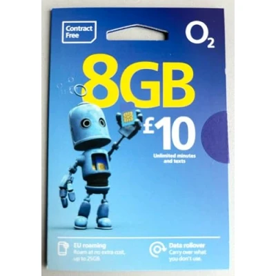 Imagen de O2 Pay as you go SIM tarjeta, Big Bundle 10 Tarifa Sims se puede utilizar con cualquier