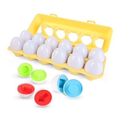 Imagen de SUPERBE BEBE Juego Montessori para bebés y niños Huevos de plástico Combinar Formas Colores Juguete Educativo Aprendizaje temprano 3 años Regalo