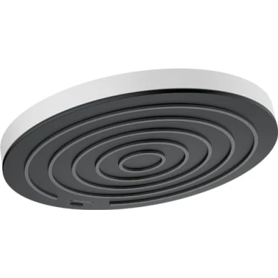 Imagen de hansgrohe Pulsify S, rociador de ducha ahorro agua 9 l/min (EcoSmart), fija redondo, cabezal lluvia con 1 tipo chorro para conexión pared/techo, sistema antical, blanco mate