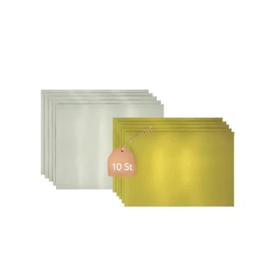 Imagen de KITCHENDREAM Juego de tablas para tartas, cuadradas, doradas y plateadas, cartón 3 mm grosor, servir transportar pasteles también fiestas bufés, 10 unidades, 25 x 20 cm