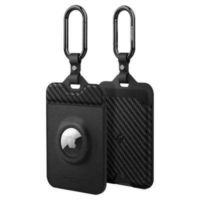 Imagen de Spigen Air Fit Tarjetero diseñado para tarjeta llave Tesla, accesorios compatible con Tesla Model 3 2023, 2024 Highland/Y/X/S Paquete de 2, Edición Carbono
