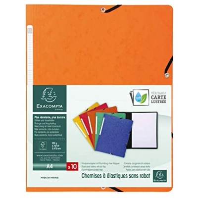 Imagen de Exacompta 55414E Pack de 10 carpetas con goma, color naranja