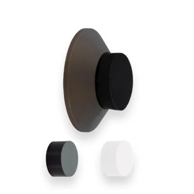 Imagen de EVI Herrajes Tope de Puerta Adhesivo Fijación en Pared 45 x 17 mm Laton Rústico Goma Blanca y Negra Incluidas Instalacion Adhesiva o con Tornillo Diseño Moderno Cónico