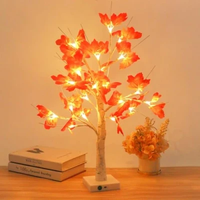 Imagen de Howeifull Arbol LED Decorativo, 60cm Árbol de Arce Artificial con 24 Blanca cálida Cable USB o Funciona Pilas para decoración otoño, hogar, Acción Gracias, Navidad, Año Nuevo