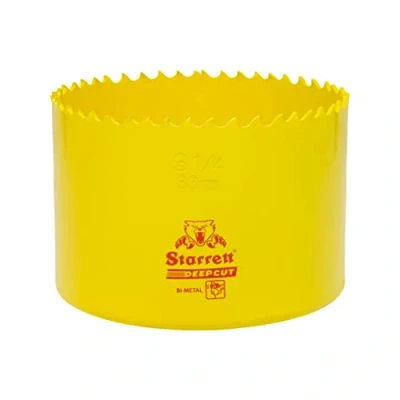 Imagen de Starrett Sierra perforadora de corte profundo DCH0334 bimetálica resistente con dientes extra cobalto HSS para metales, madera, hierro fundido, fibra vidrio, materiales plásticos 95 mm