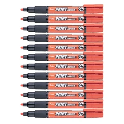 Imagen de Pentel 4.0mm Bala Punto Base Celulosa Pintura Permanente Colores Vivos Marcador Naranja, Pack Of 12