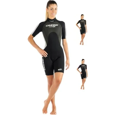 Imagen de Cressi Med X Lady Wetsuit 2.5mm Traje Monoshort sin Capucha en Neopreno Biforrado, Hombre, Negro/Blanco, XXL/6