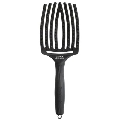 Imagen de Olivia Garden Fingerbrush Cuidado icónico con cerdas de Jabalí &amp; Nylon, Negro Total, Talla Grande
