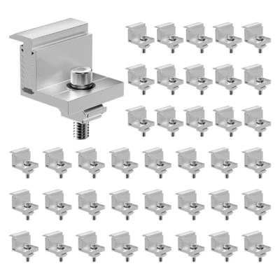 Imagen de VEVOR Soporte Z para Panel Solar 40 Piezas Kit de Abrazadera Borde Ajustable 35 50 mm Montaje Aluminio Anodizado Liviano Autocaravanas, Barcos, Paredes, Techos