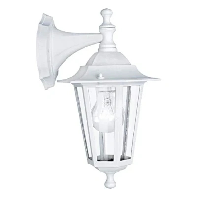Imagen de Eglo Laterna 5 lámpara de pie exterior 1 foco, fundición aluminio y cristal, color: blanco, casquillo: E27, IP44
